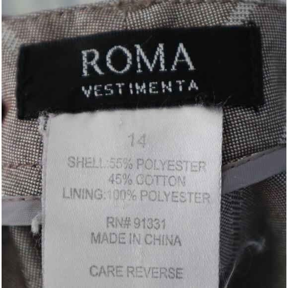 Vintage Y2K Taupe PIN STRIPED Pant Suit SET Women 14 Wide Leg Boot COTTON Work - Picture 7 of 8